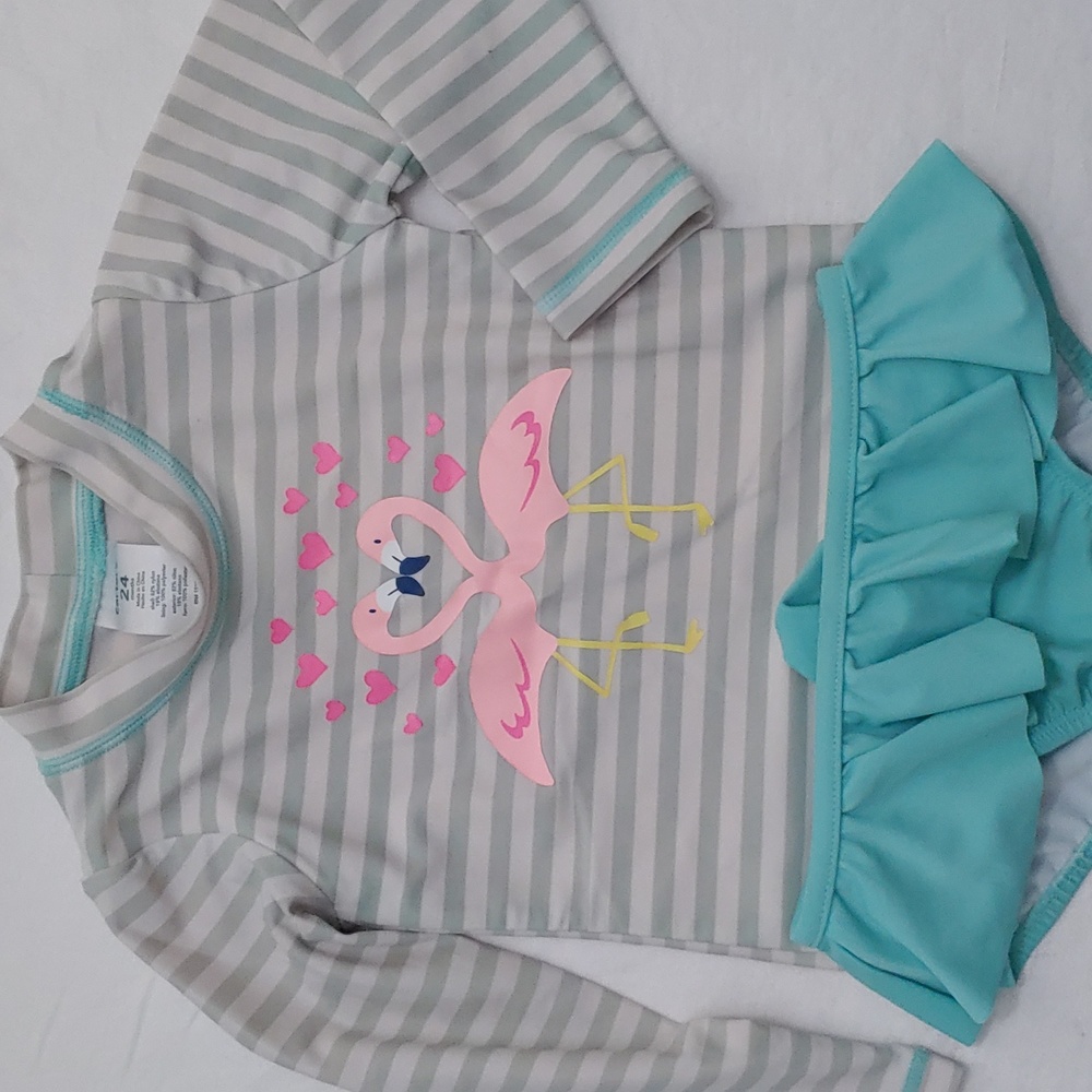 Carter's Girls Size 24 Months Long Sleeve Swimsuit with Ruffled Bikini B…